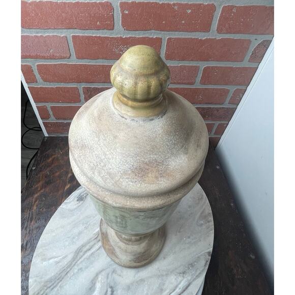 TII Collections Ceramic Urn Canister Green Crackle Glaze 17" - Picture 7 of 8